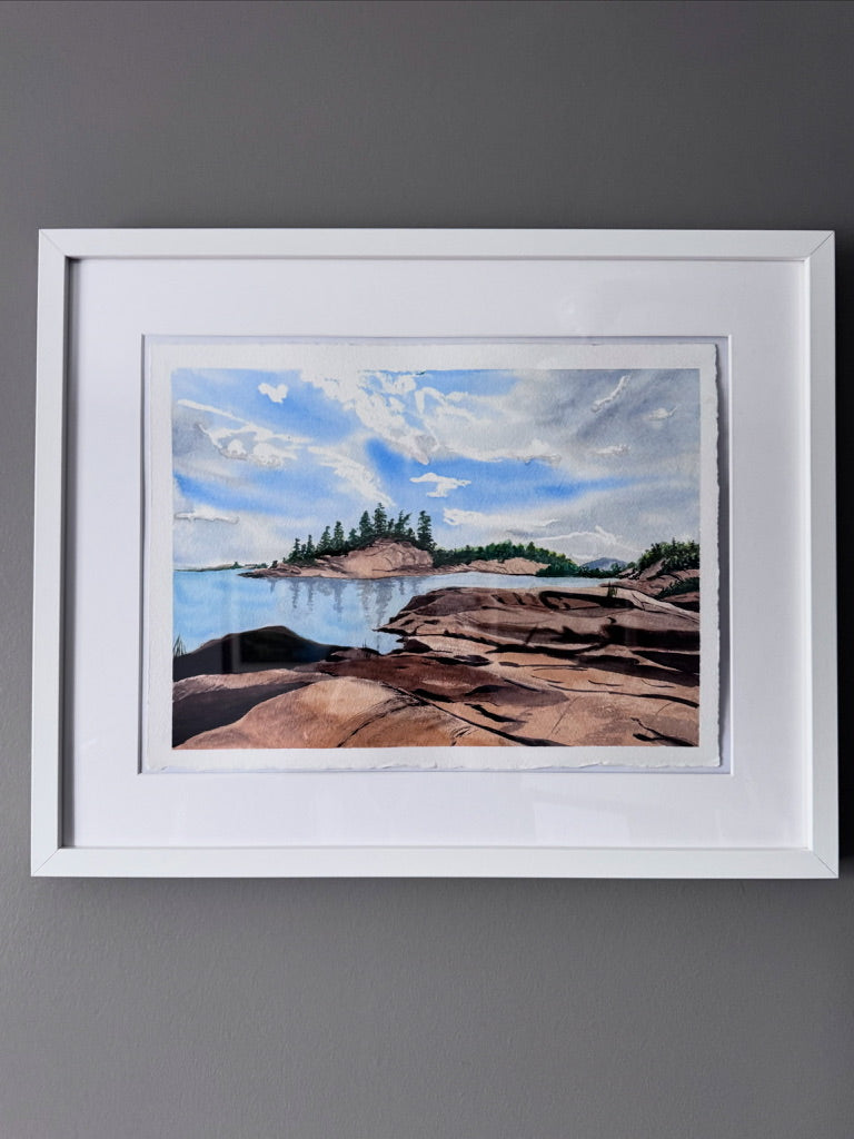 'Muskoka Rocks' – Giclée Watercolour Print (Unframed/Framed)