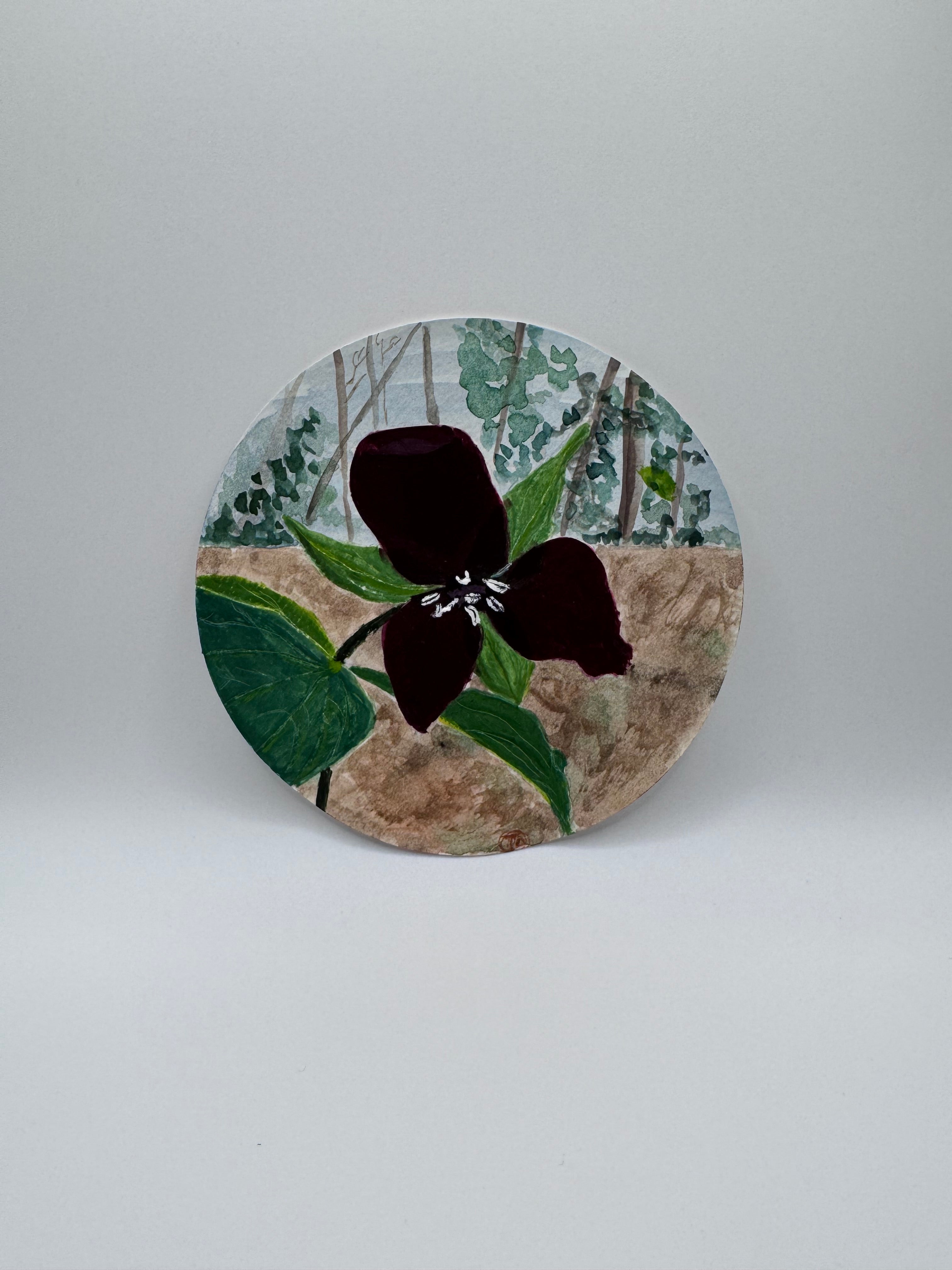 Set of 2 round mini - Original Watercolour Art